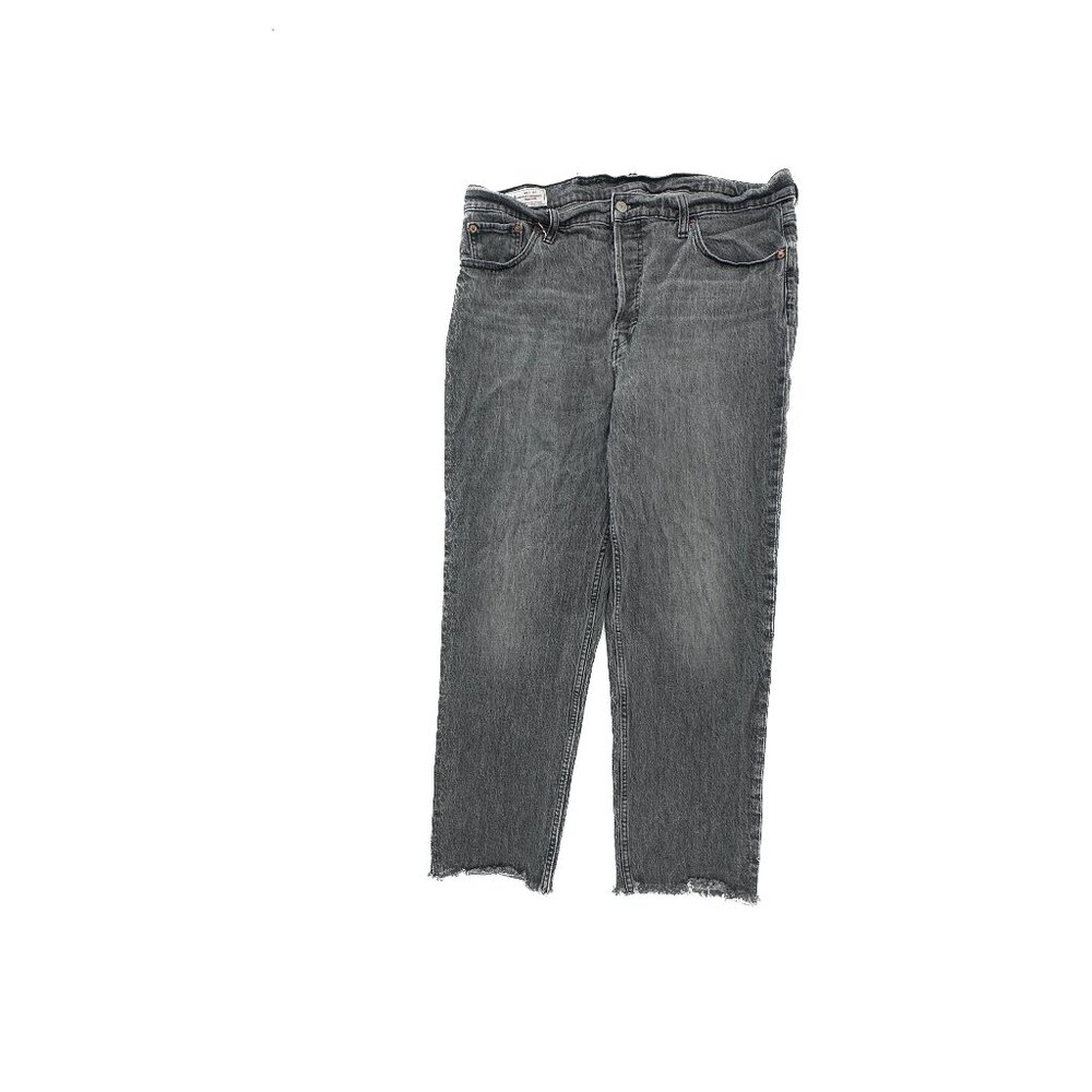 GAP Cheeky straight HIgh Rise Button fly Raw Hem Women size 16 Black Denim Jeans
